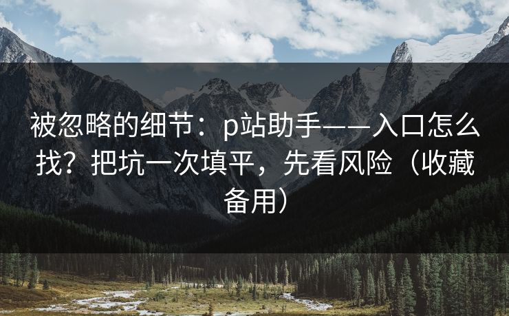 被忽略的细节：p站助手——入口怎么找？把坑一次填平，先看风险（收藏备用）